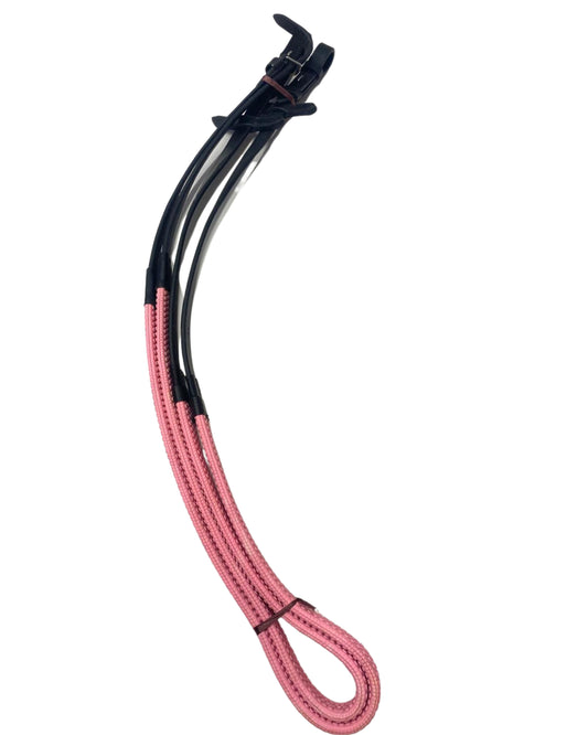 #0125 Full Rubber Reins With Leather pink/Brown